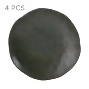 JOGO DE PRATO FUNDO C/4 PÇS GEO ORGÂNICO - OXIDADO VERDE - Foto 1