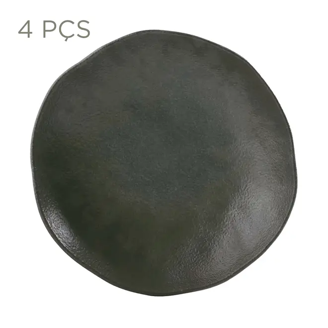 JOGO DE PRATO FUNDO C/4 PÇS GEO ORGÂNICO - OXIDADO VERDE - Foto 1
