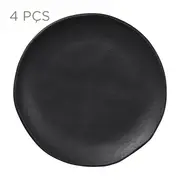 JOGO PRATO SOBREMESA C/4 PÇ GEO ORGÂNICO - PRETO FOSCO - Foto 1