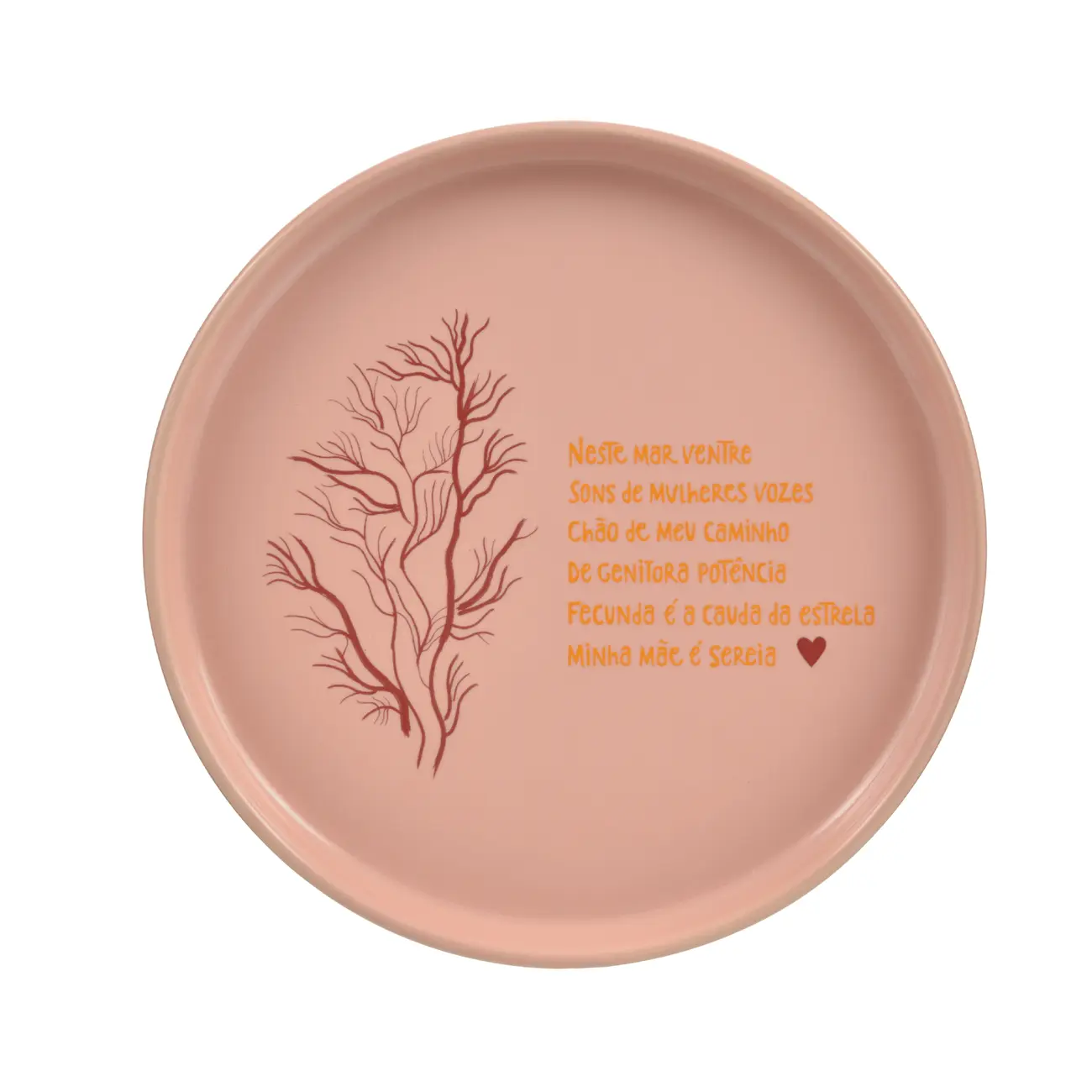 MINHA MÃE É SEREIA CORAL PRATO SOBREMESA - ROSA CLARO/BORDÔ - Foto 1