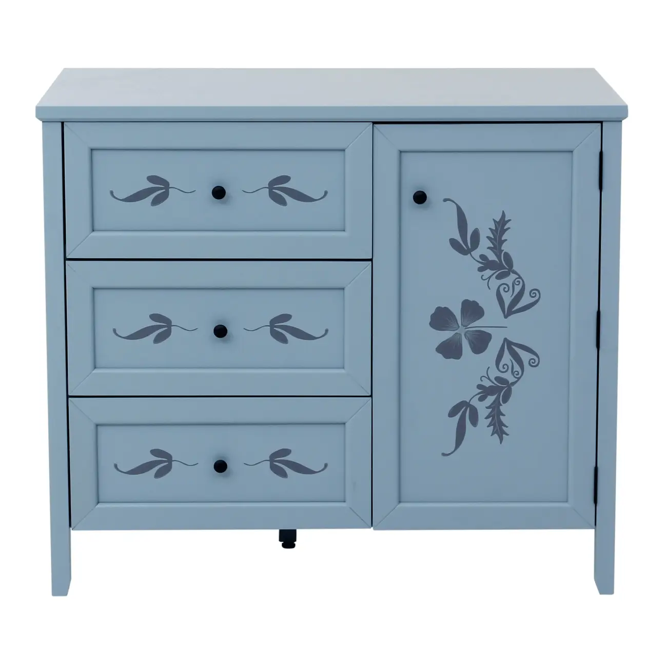 CÔMODA 3 GAVETAS/1 PORTA 93 CM X 53 CM BOUQUET XODÓ - BLEU CENDRÉ/MULTICOR - Foto 1