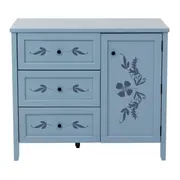 CÔMODA 3 GAVETAS/1 PORTA 93 CM X 53 CM BOUQUET XODÓ - BLEU CENDRÉ/MULTICOR - Foto 1