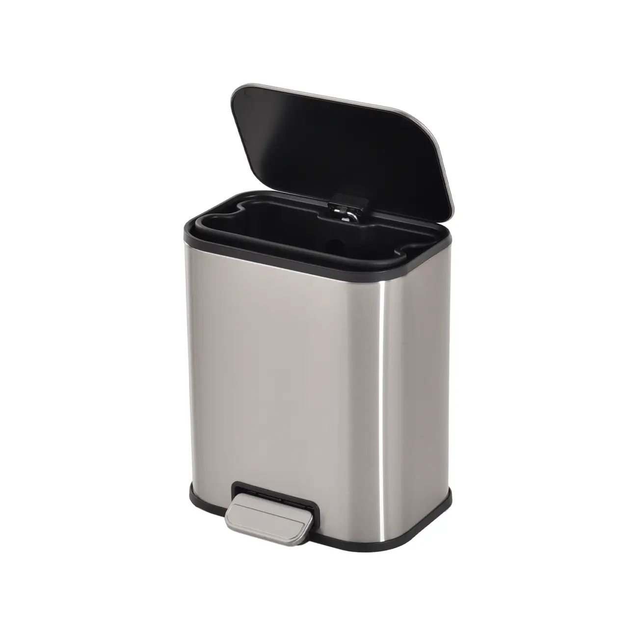 LIXEIRA 5 L LEXING - INOX/PRETO - Foto 3