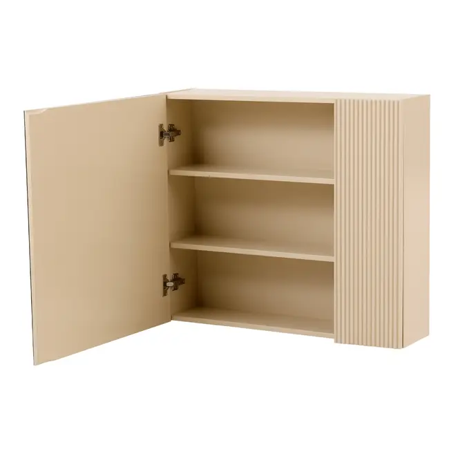 ARMÁRIO DE BANHEIRO COM ESPELHO 2 PORTAS 80 CM X 70 CM RIBS - AREIA/PRATA - Foto 5