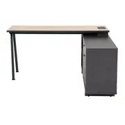 MESA COM BALCÃO 1 PORTA BASCULANTE/1 GAVETA 1,60 M X 1,60 M ALETA - KONKRET/OAK TAMMI - Foto 9