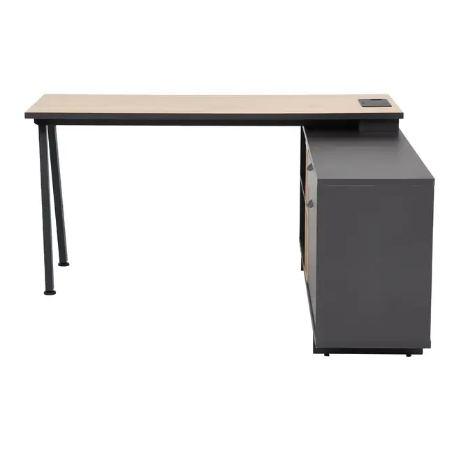 MESA COM BALCÃO 1 PORTA BASCULANTE/1 GAVETA 1,60 M X 1,60 M ALETA - KONKRET/OAK TAMMI - Foto 9