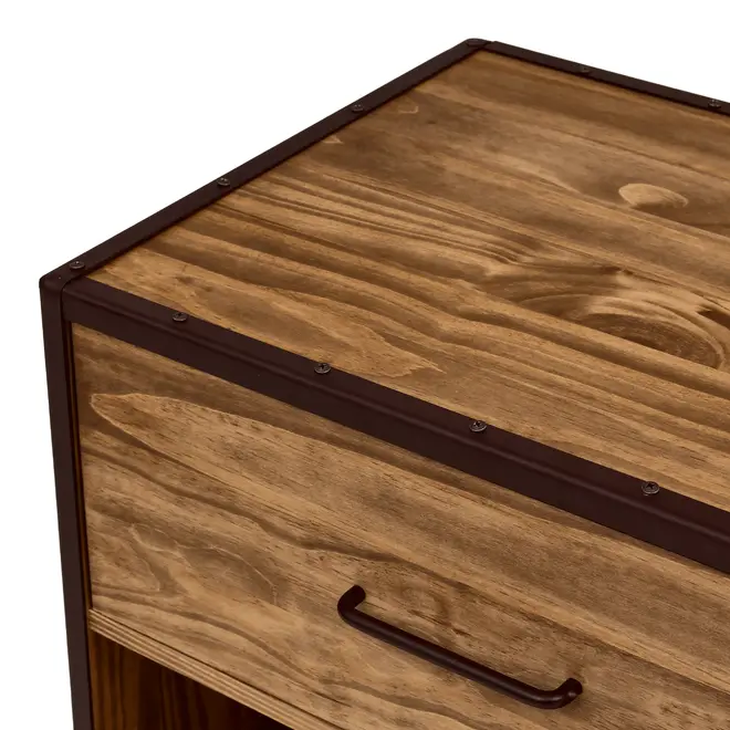 MESA DE CABECEIRA 1 GAVETA STEAM TRUNK - ENCERADO CASTANHO/CASTANHO - Foto 8