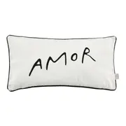 ALMOFADA AMOR LIVRE 60 CM X 30 CM MANUSCRITO - OFF WHITE/PRETO - Foto 1