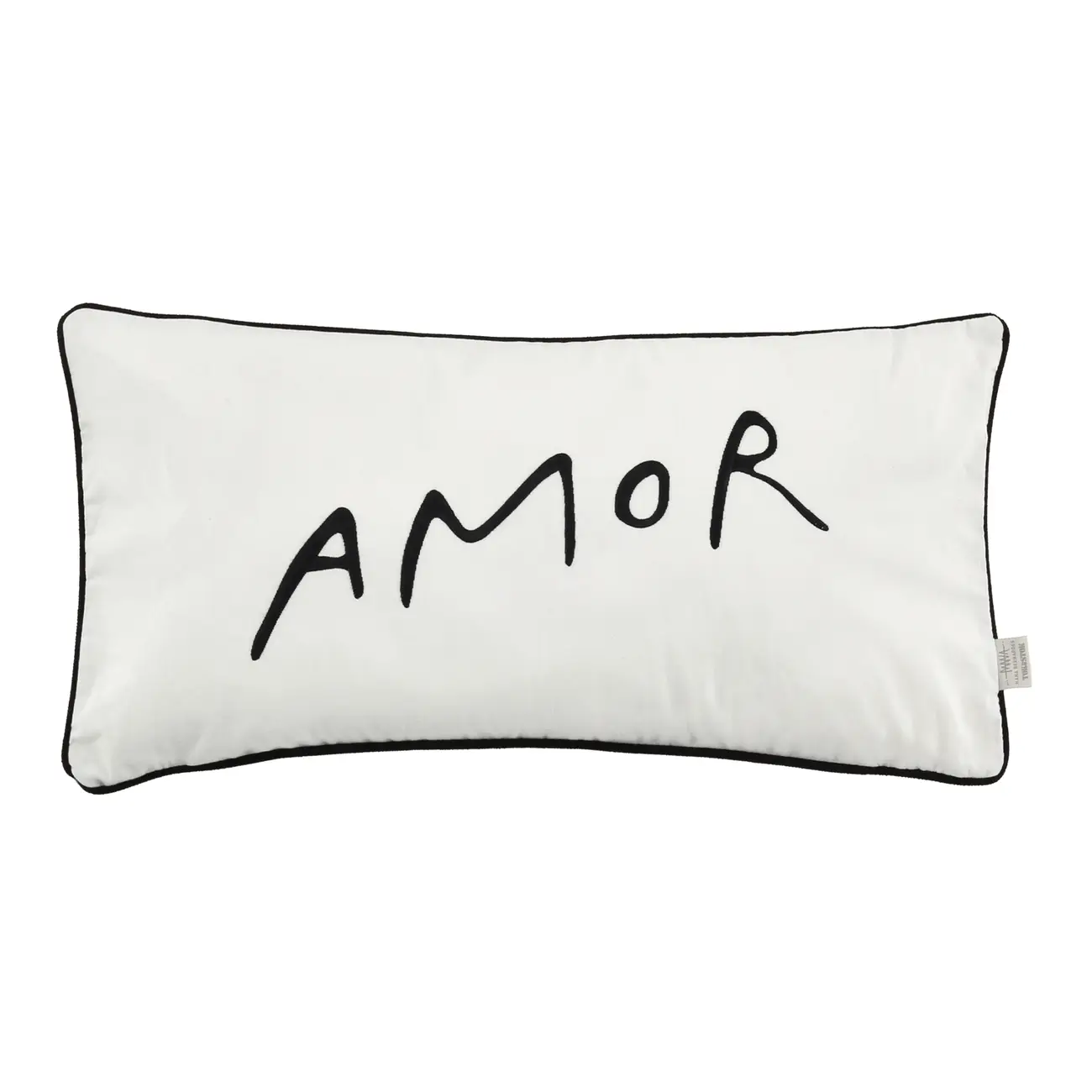 ALMOFADA AMOR LIVRE 60 CM X 30 CM MANUSCRITO - OFF WHITE/PRETO - Foto 1