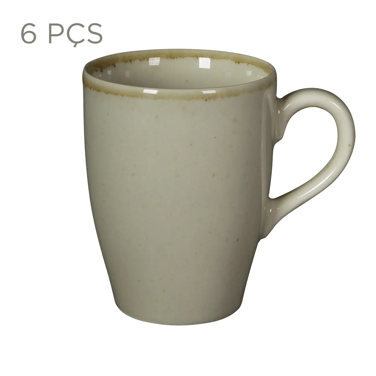 JOGO DE CANECAS 350 ML C/6 PEÇAS FINEST - AREIA/ARGILA - Foto 1