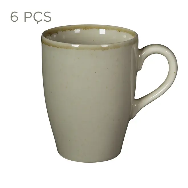 JOGO DE CANECAS 350 ML C/6 PEÇAS FINEST - AREIA/ARGILA - Foto 1