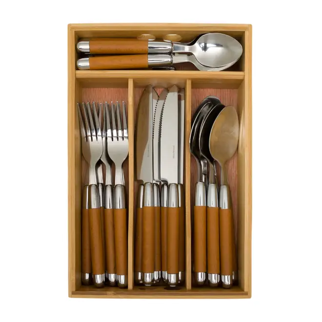FAQUEIRO 24 PEÇAS PARA 6 PESSOAS BAMBWOOD - INOX/NATURAL - Foto 2
