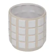 CACHEPÔ 11 CM LADEADO - ARGILA CRUA/BRANCO - Foto 3