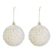 KIT PINGENTE BOLAS DETALHES COM 2 PEÇAS NATAL ASTRAL - BRANCO/DOURADO - Foto 1