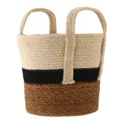 CESTO COM ALÇA 22 CM X 25 CM X 25 CM MOKKA - FIBRA CLARA/PRETO - Foto 2