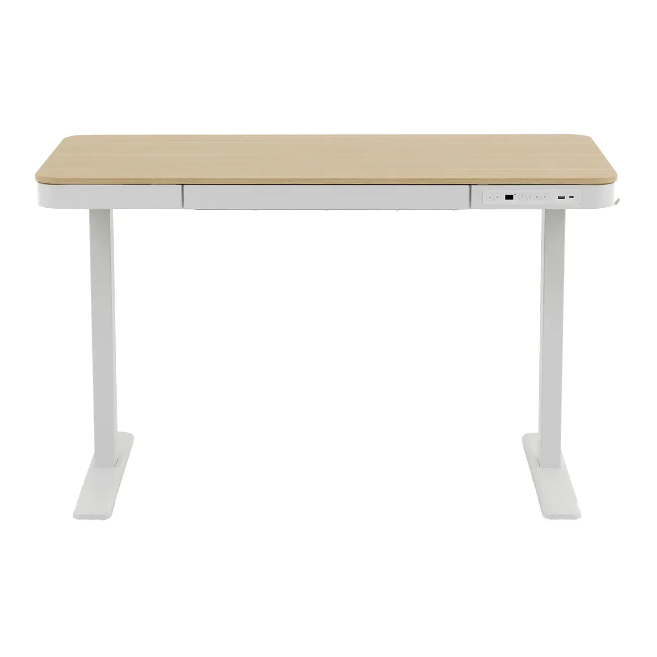 MESA DE ESCRITÓRIO REGULÁVEL E ELÉTRICA 1 GAVETA 1,18 M X 60 CM ELEVATION PLUS - BRANCO/CARVALHO - Foto 1