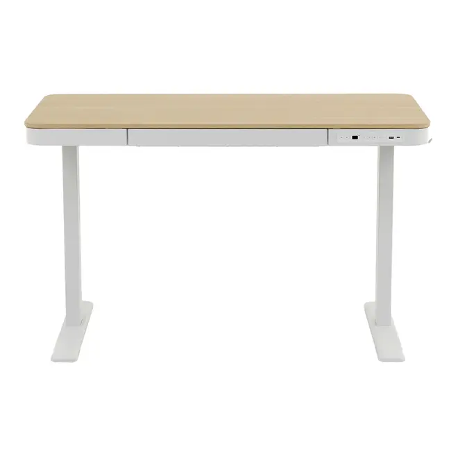 MESA DE ESCRITÓRIO REGULÁVEL E ELÉTRICA 1 GAVETA 1,18 M X 60 CM ELEVATION PLUS - BRANCO/CARVALHO - Foto 1