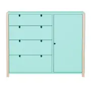 CÔMODA 4 GAVETAS/1 PORTA 1,07 M X 42 CM PIN PLAY - NATURAL WASHED/MENTA - Foto 24