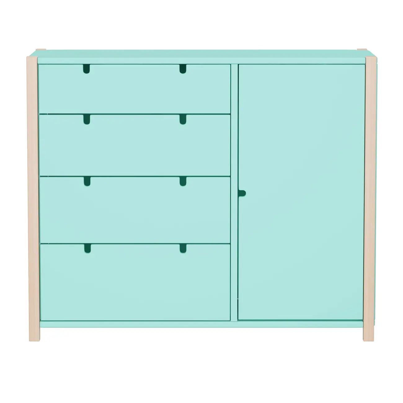 CÔMODA 4 GAVETAS/1 PORTA 1,07 M X 42 CM PIN PLAY - NATURAL WASHED/MENTA - Foto 24