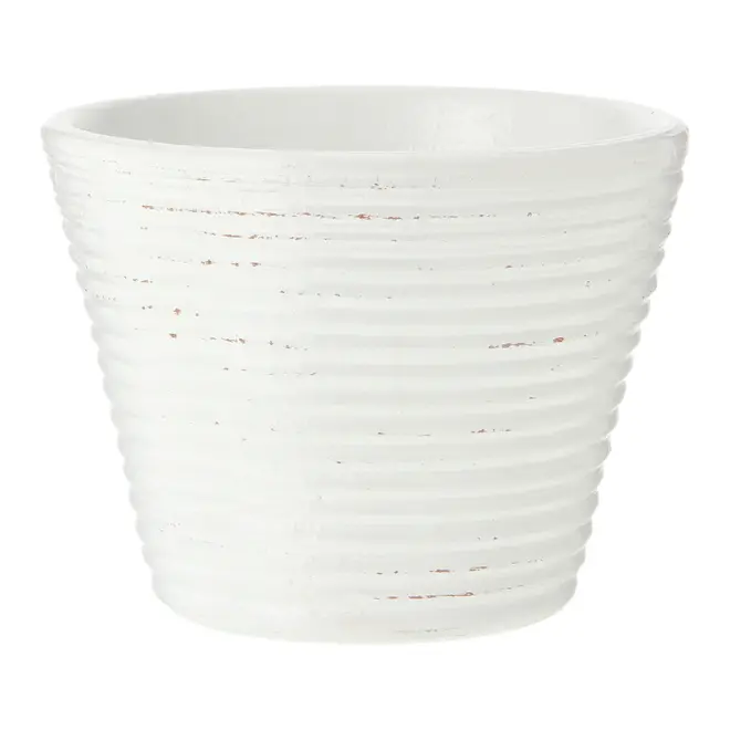 CACHEPÔ 14 CM ONDULLE - BRANCO/ PATINA PROVENÇAL - Foto 1