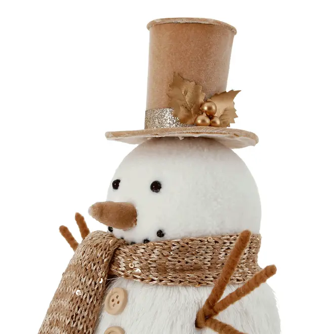 ADORNO BONECO NEVE 29 CM VILAREJO NOEL - BRANCO/NATURAL - Foto 6