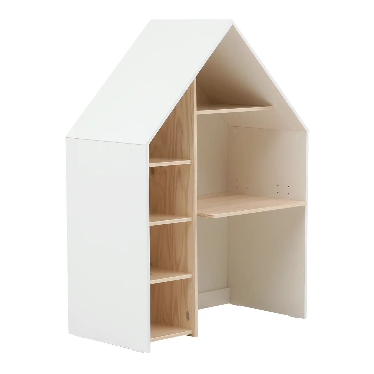 ESTANTE/ESCRIVANINHA INFANTIL 96 CM X 1,32 M MINICIDADE - BRANCO/NATURAL WASHED - Foto 4