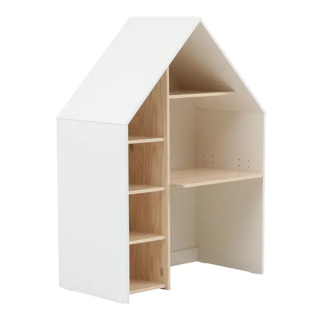 ESTANTE/ESCRIVANINHA INFANTIL 96 CM X 1,32 M MINICIDADE - BRANCO/NATURAL WASHED - Foto 4