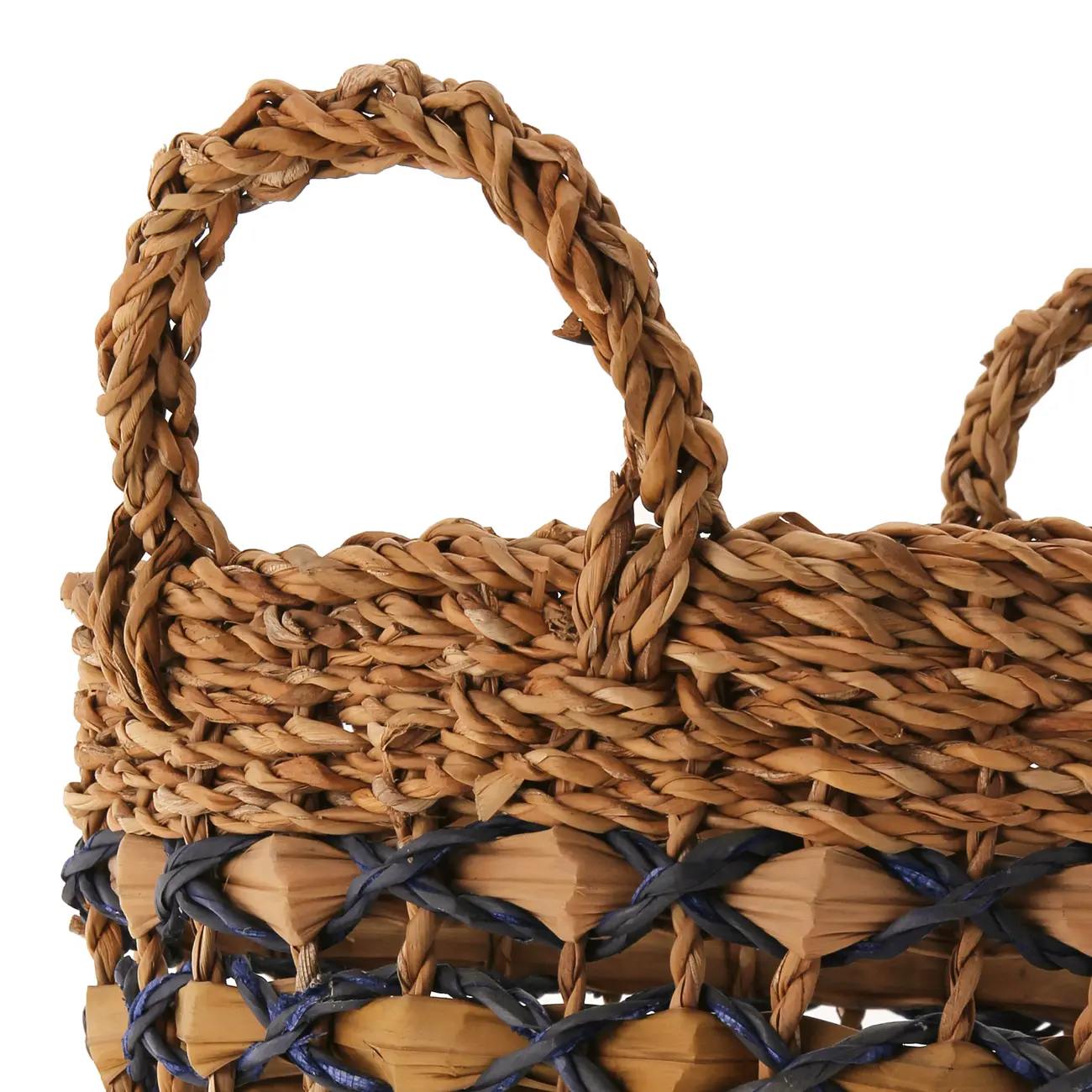 CESTO COM ALÇA 26 CM X 30 CM X 26 CM SUMELA - FIBRA CLARA/AZUL ESCURO - Foto 5