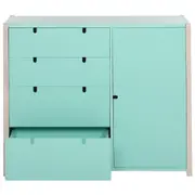 CÔMODA 4 GAVETAS/1 PORTA 1,07 M X 42 CM PIN PLAY - NATURAL WASHED/MENTA - Foto 3
