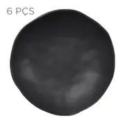 JOGO DE PRATO FUNDO C/6 PÇS GEO ORGÂNICO - PRETO FOSCO - Foto 1
