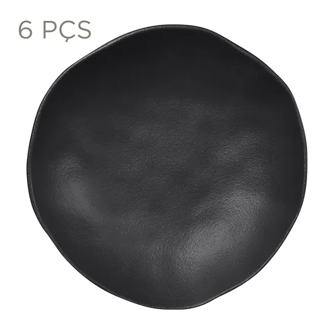JOGO DE PRATO FUNDO C/6 PÇS GEO ORGÂNICO - PRETO FOSCO - Foto 1