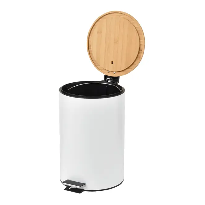LIXEIRA COM PEDAL 12 L BAMBUMIX - BRANCO/BAMBU - Foto 3