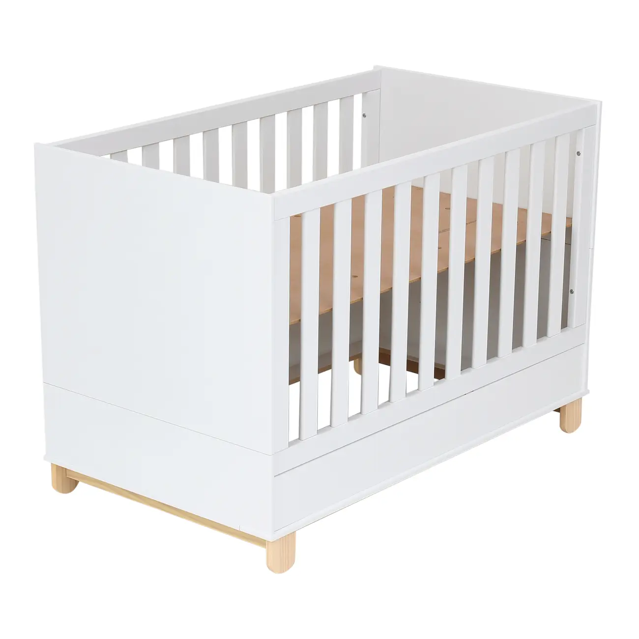 BERÇO 70 CM 2 EM 1 - BERÇO/CAMA INFANTIL SWEET - BRANCO/PINUS NATURAL - Foto 4