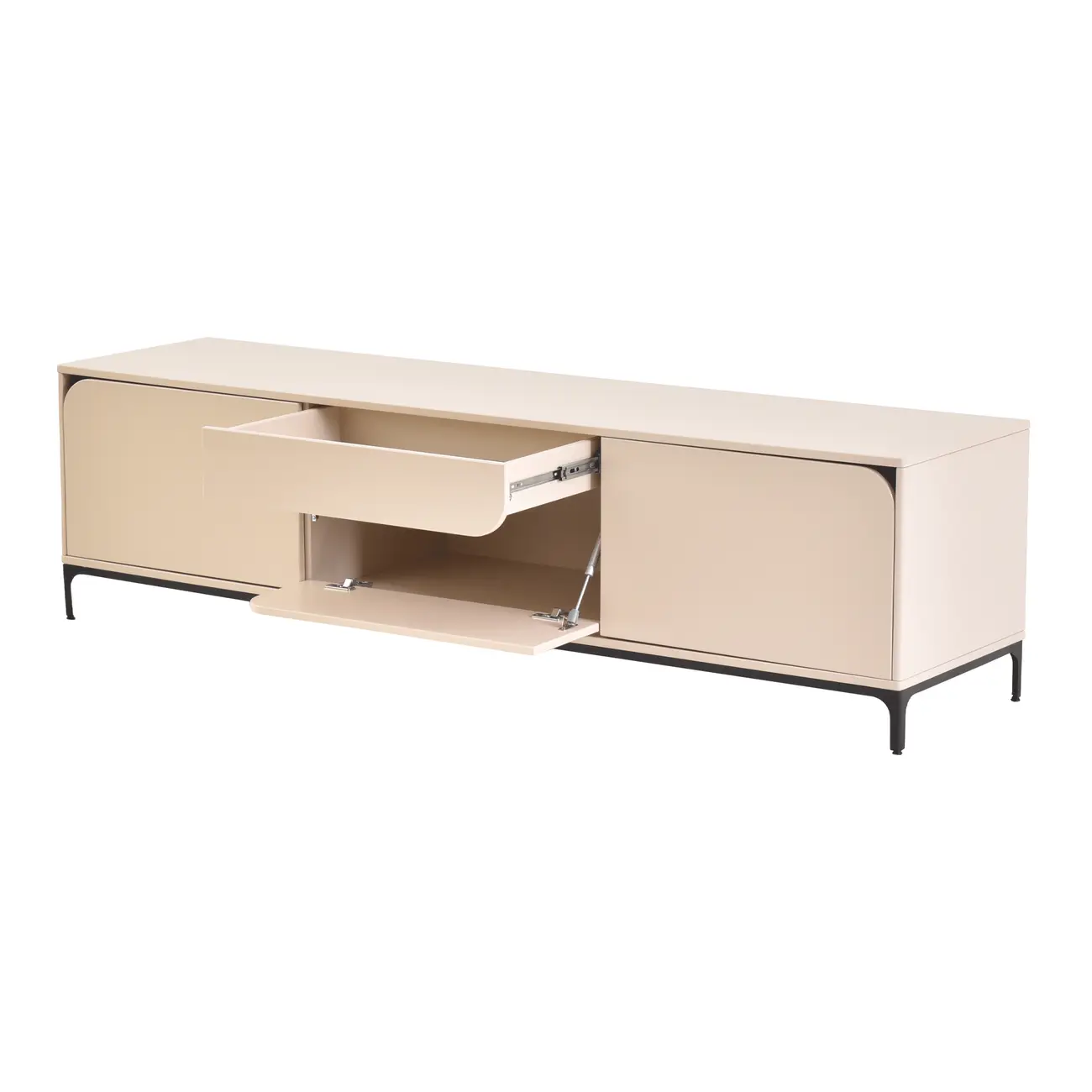 RACK 3 PORTAS/1 GAVETA 1,80 M X 45 CM NASH - AREIA/PRETO - Foto 3