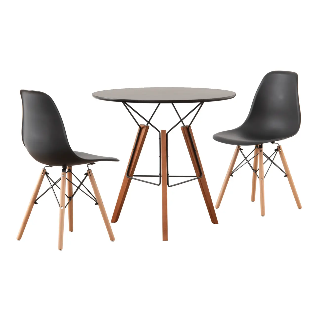MESA COM 2 CADEIRAS OVNI/EASY WOOD - FAIA/PRETO - Foto 1