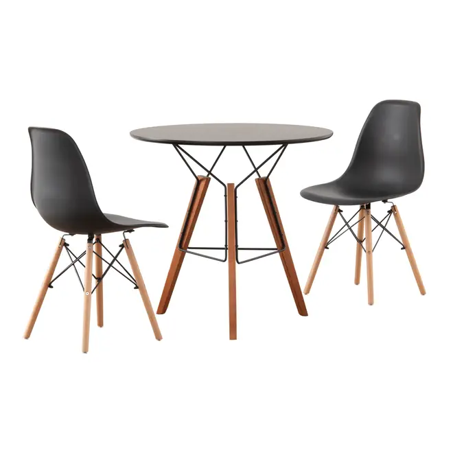 MESA COM 2 CADEIRAS OVNI/EASY WOOD - FAIA/PRETO - Foto 1