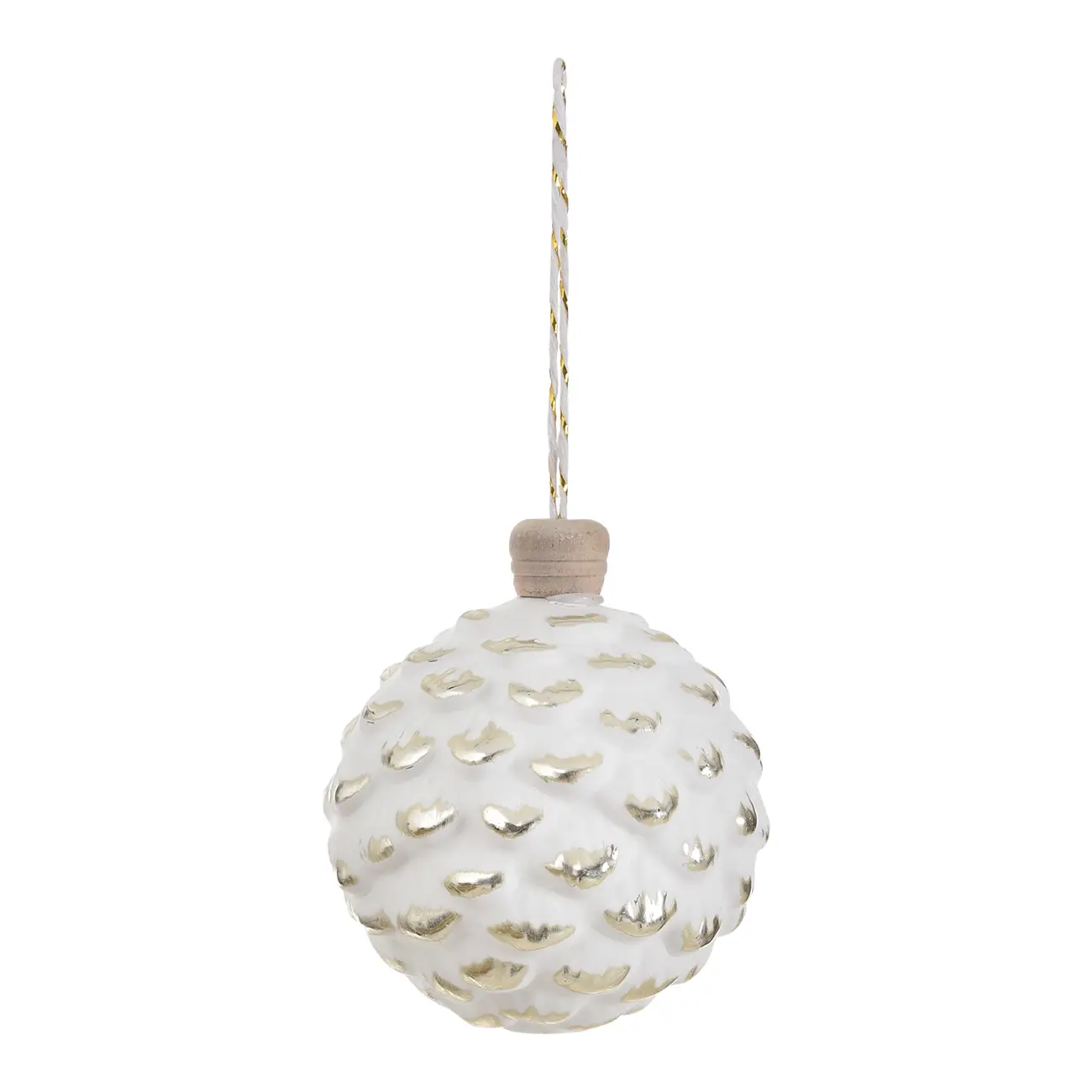 KIT PINGENTE BOLA PINHA COM 2 PEÇAS NATAL ASTRAL - BRANCO/DOURADO - Foto 2