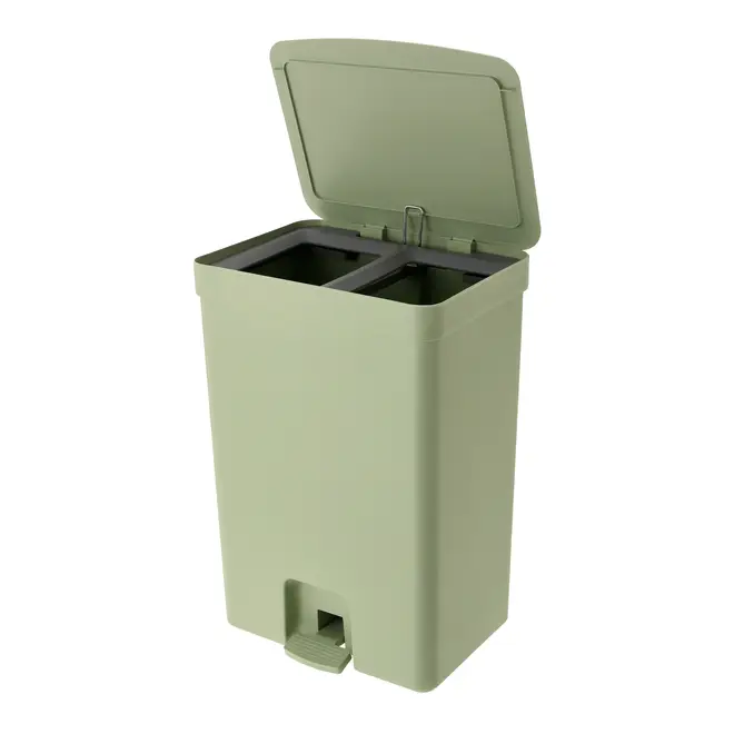 LIXEIRA DUPLA COM PEDAL 30 L TRIUM - SÁLVIA/CINZA - Foto 4