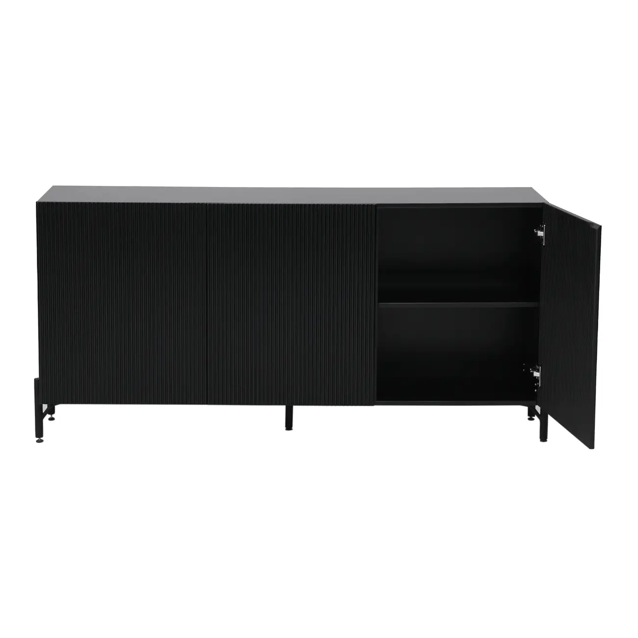 BUFFET 3 PORTAS 1,65 M X 40 CM RIBS - PRETO/PRETO - Foto 2