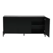 BUFFET 3 PORTAS 1,65 M X 40 CM RIBS - PRETO/PRETO - Foto 2
