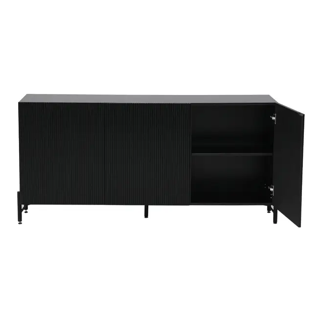 BUFFET 3 PORTAS 1,65 M X 40 CM RIBS - PRETO/PRETO - Foto 2