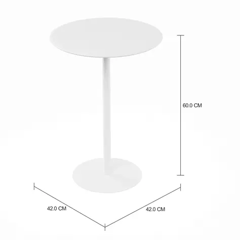 Imagem com medidas do produto MESA LATERAL REDONDA 42 CM DART FIXY