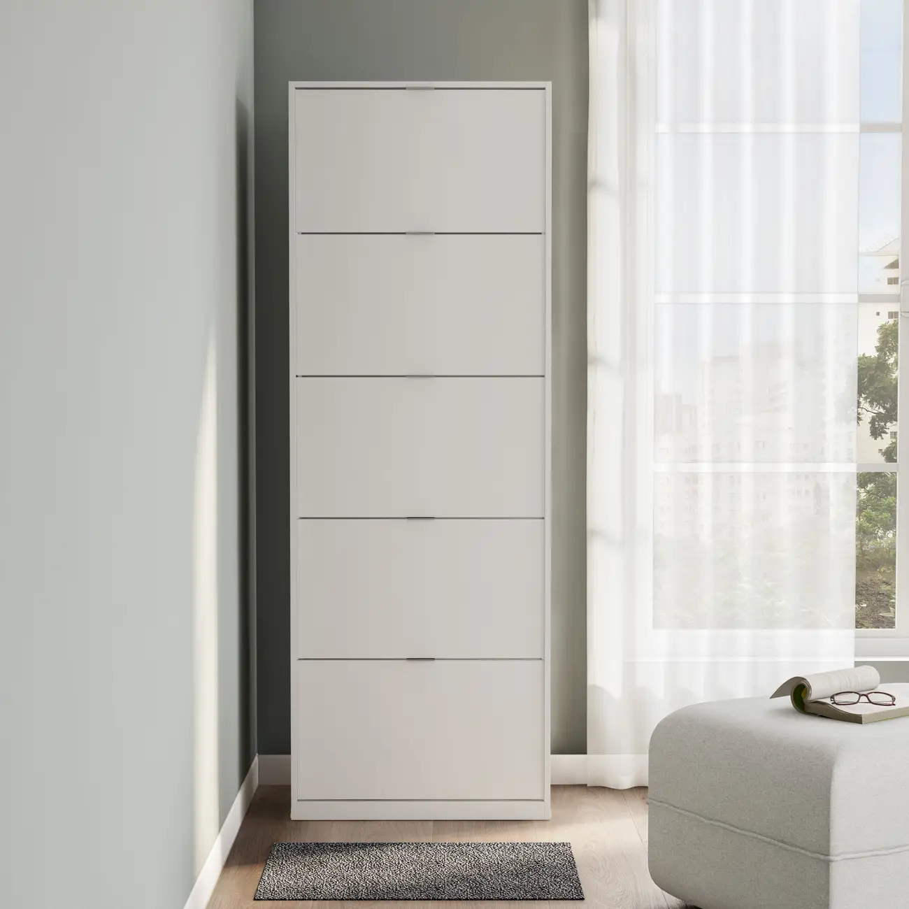 SAPATEIRA PISO/PAREDE 5 PORTAS BASCULANTES FAMILY - BRANCO - Foto 6