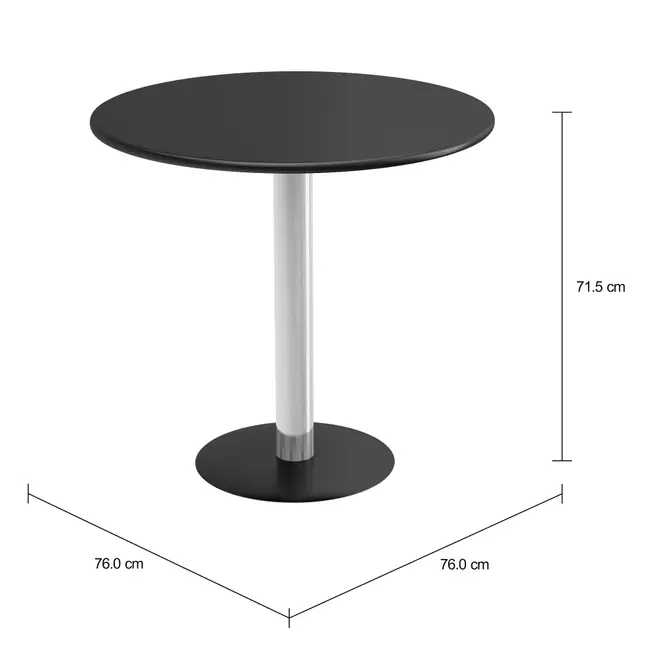 MESA DE COZINHA REDONDA 76 CM TEA TECH - CROMADO/PRETO - Foto 1