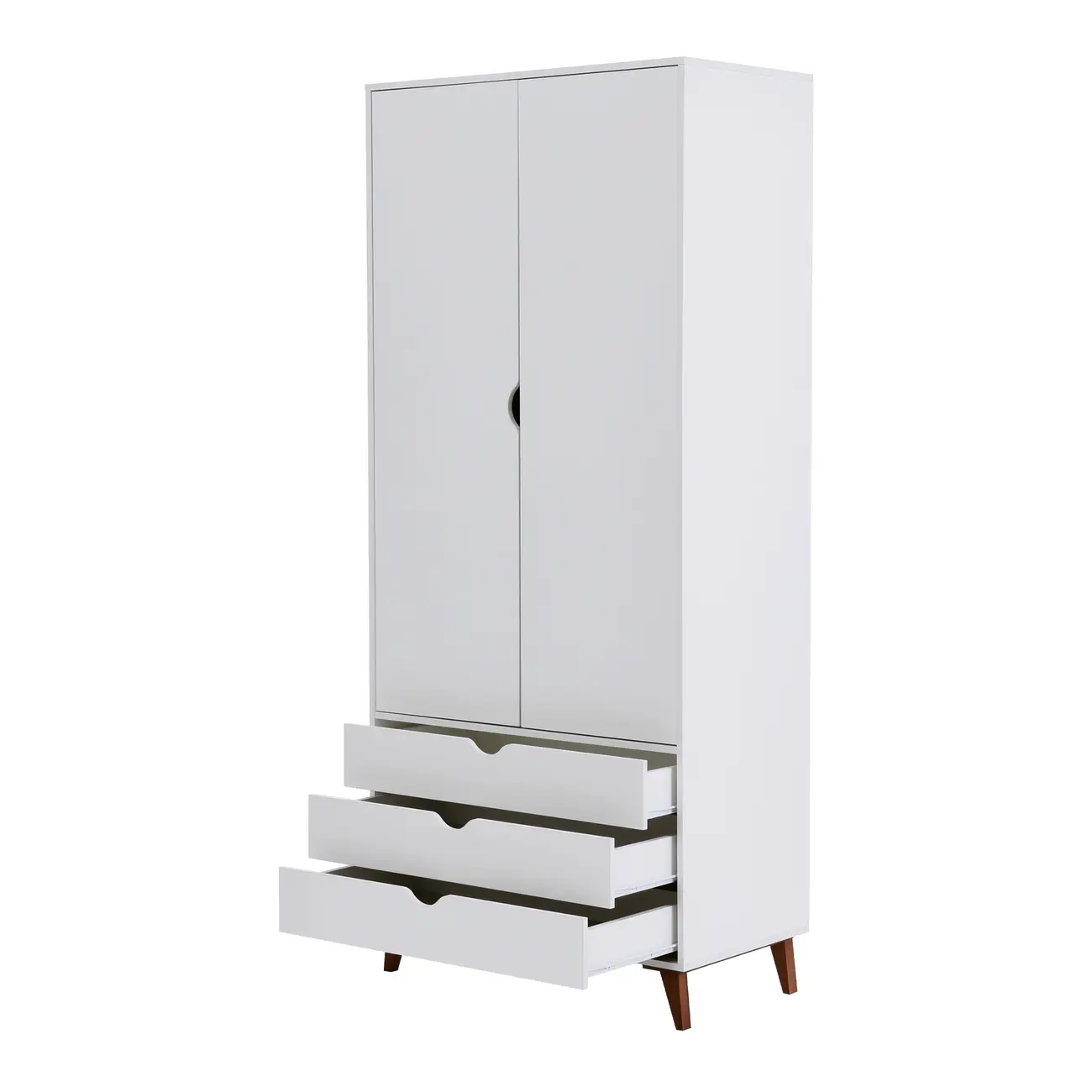 GUARDA-ROUPA 2 PORTAS/3 GAVETAS LIN - BRANCO/NOZES - Foto 5