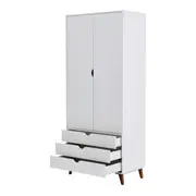GUARDA-ROUPA 2 PORTAS/3 GAVETAS LIN - BRANCO/NOZES - Foto 5