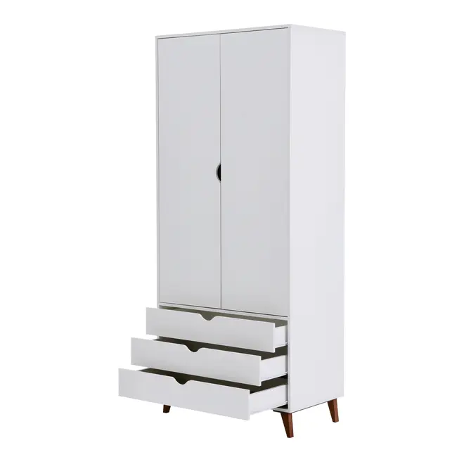 GUARDA-ROUPA 2 PORTAS/3 GAVETAS LIN - BRANCO/NOZES - Foto 5