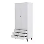 GUARDA-ROUPA 2 PORTAS/3 GAVETAS LIN - BRANCO/NOZES - Foto 5