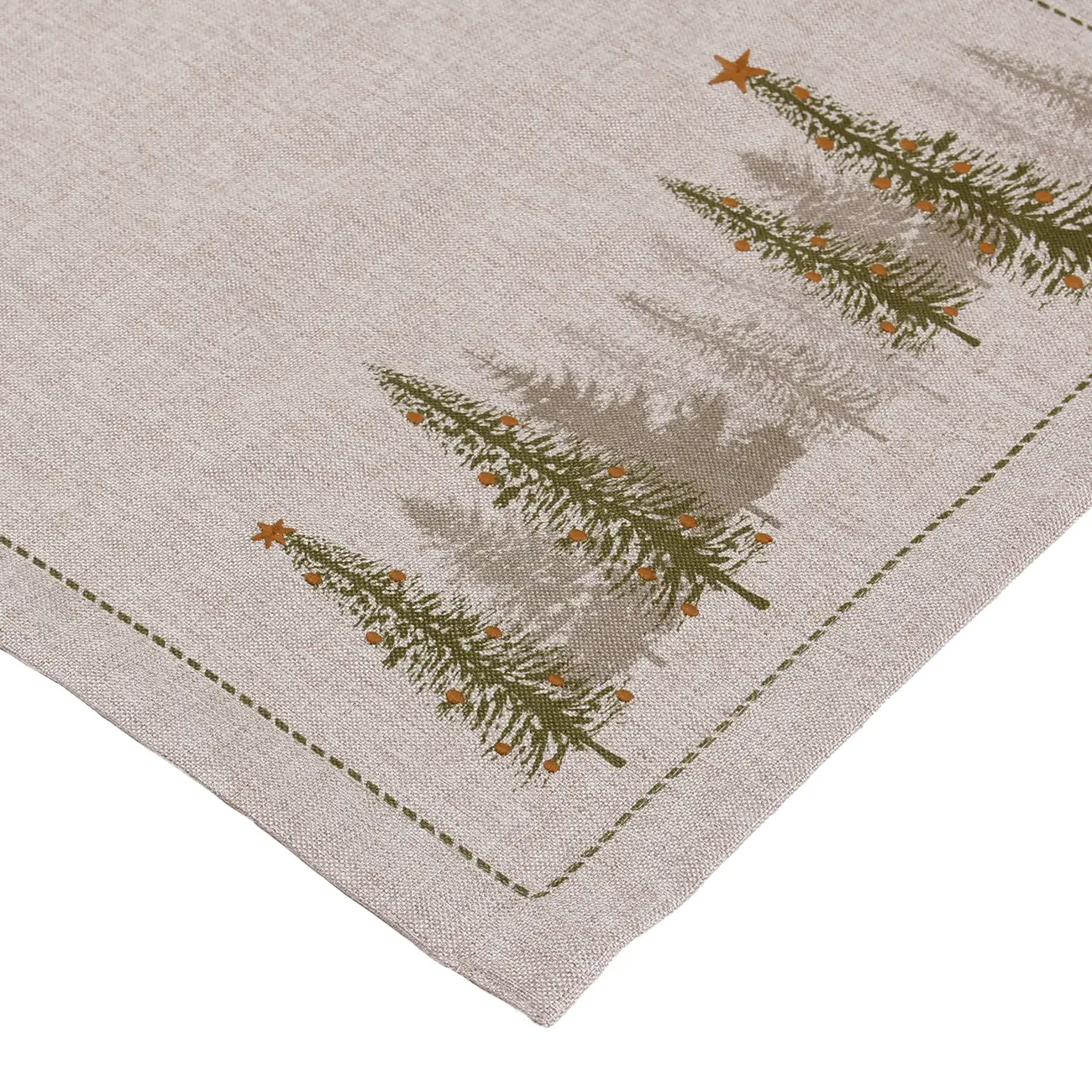CAMINHO DE MESA 47 CM X 1,50 M VILAREJO NOEL - NATURAL/CIPRESTE - Foto 4