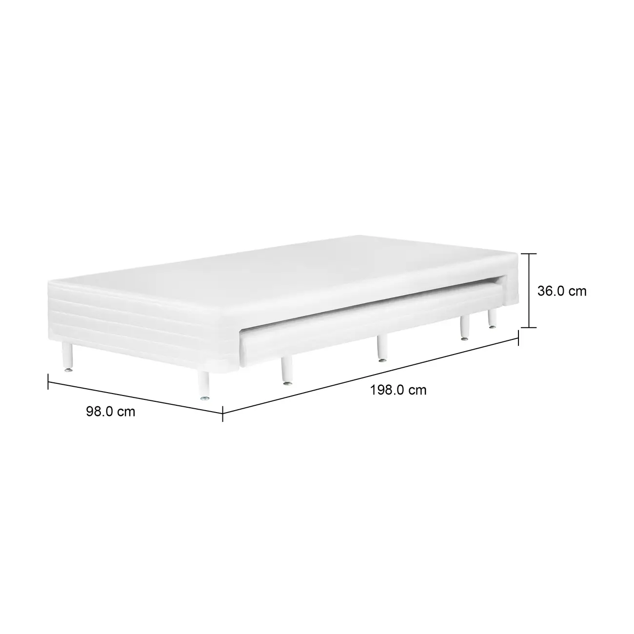 BASE PARA CAMA BOX SOLTEIRO 98 CM X 1,98 M COM CAMA INFERIOR MAX - BRANCO - Foto 7